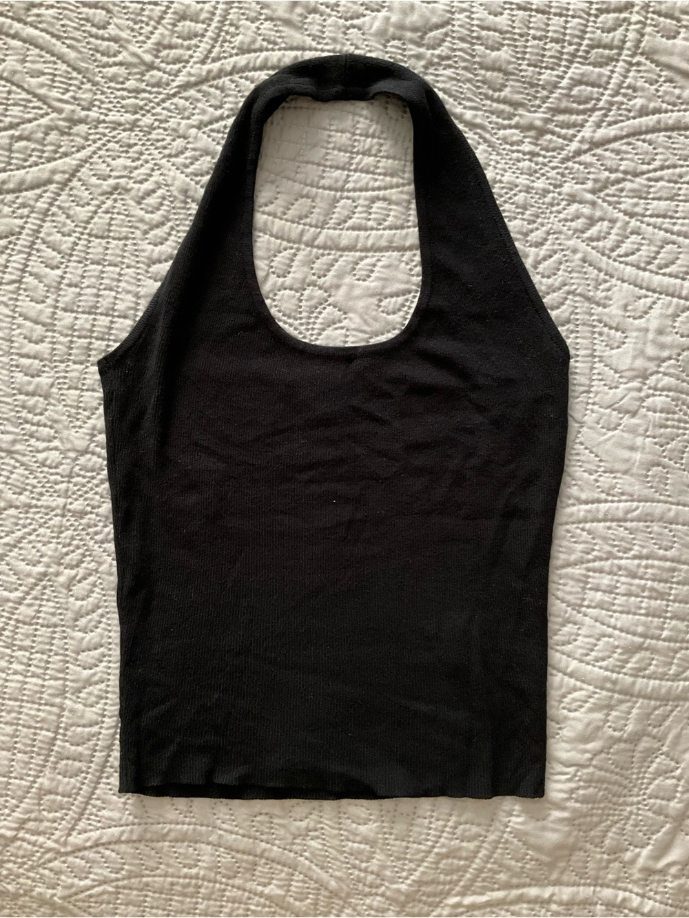 Crescent XS Black Halter Ribbed Tank Top - Women's